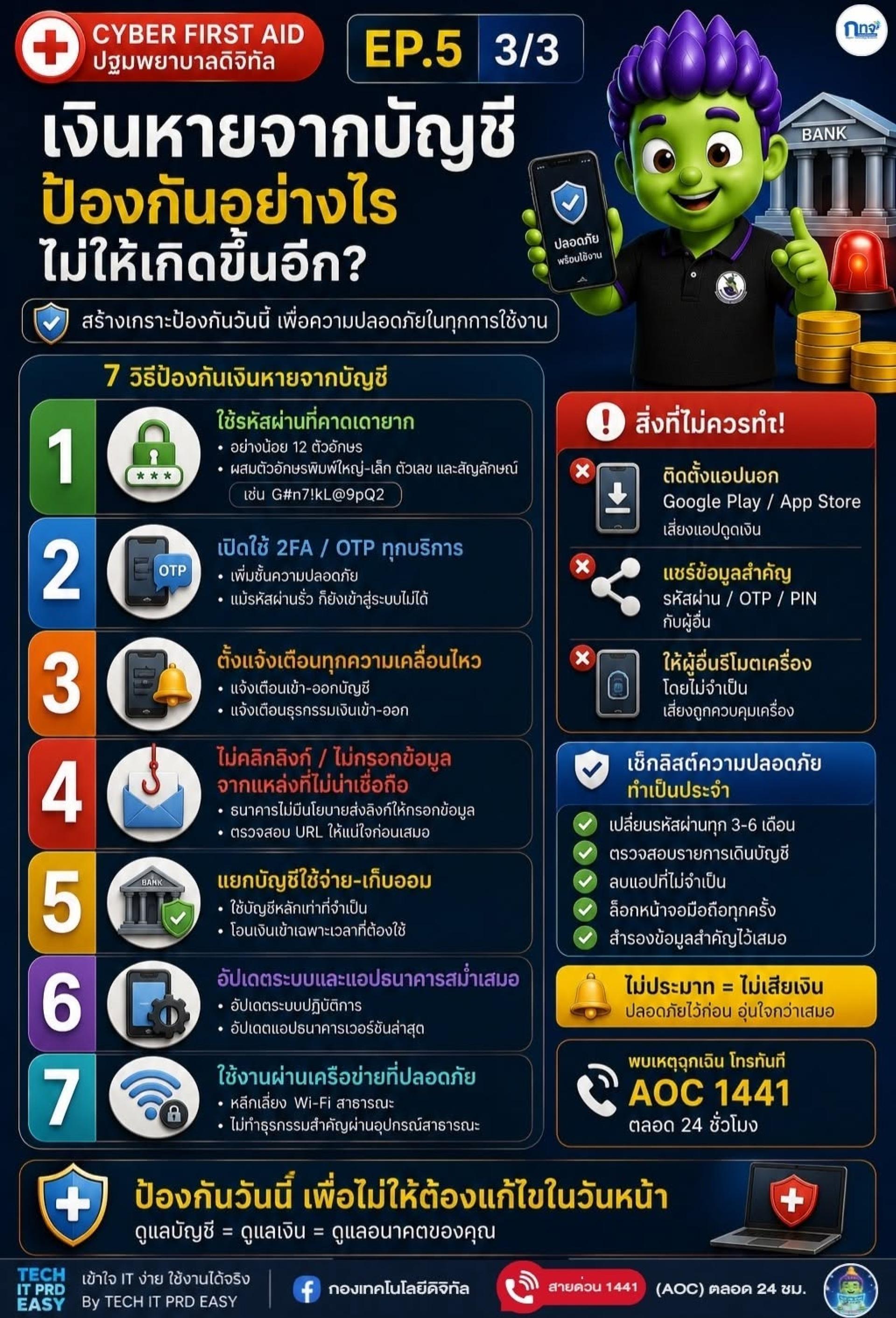 7 วิธีป้องกันเงินหายจากบัญชี และเพิ่มความปลอดภัยในการทำธุรกรรมออนไลน์
