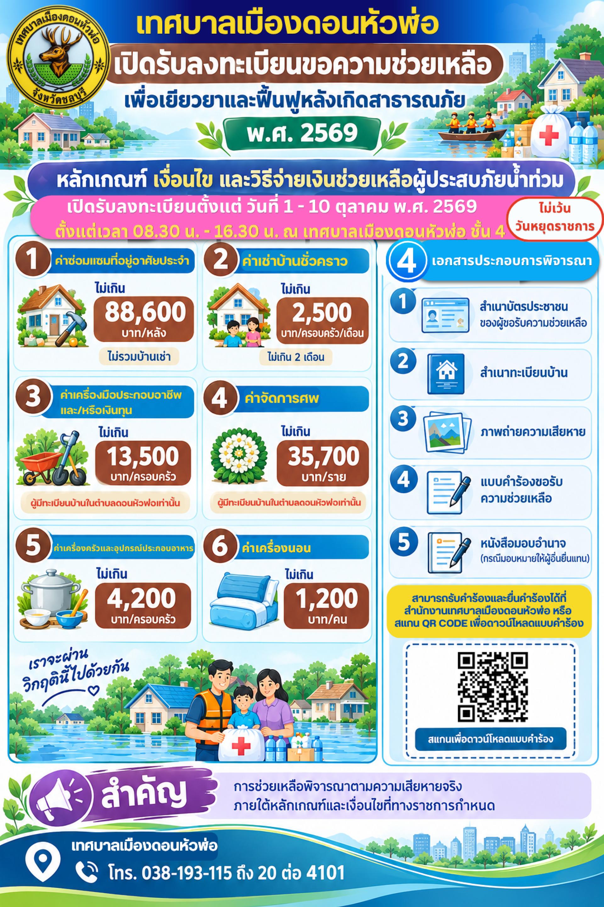 เปิดรับลงทะเบียนขอความช่วยเหลือผู้ประสบภัยน้ำท่วม ประจำปี พ.ศ. 2569